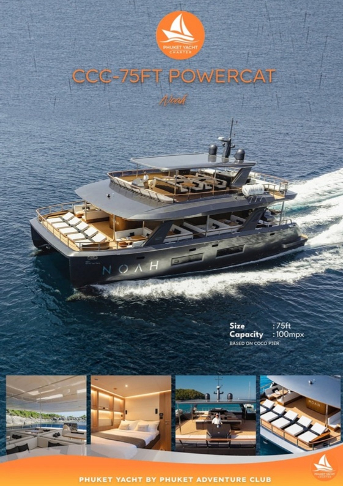 75 ft. Luxury PowerCAT - Exterior Sailing
