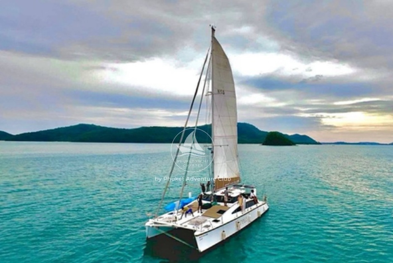 42 ft. Sailing Catamaran Sailing Catamaran - Aerial Sailing View